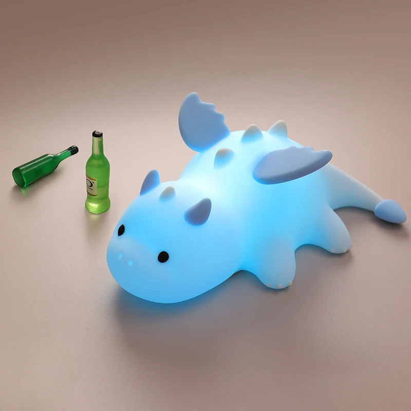 Cute Baby Dragon Night Light For Kids Rechargeable Dimmable Nursery Bedside Silicone Animal Lamp Color Changing Sleeping Light