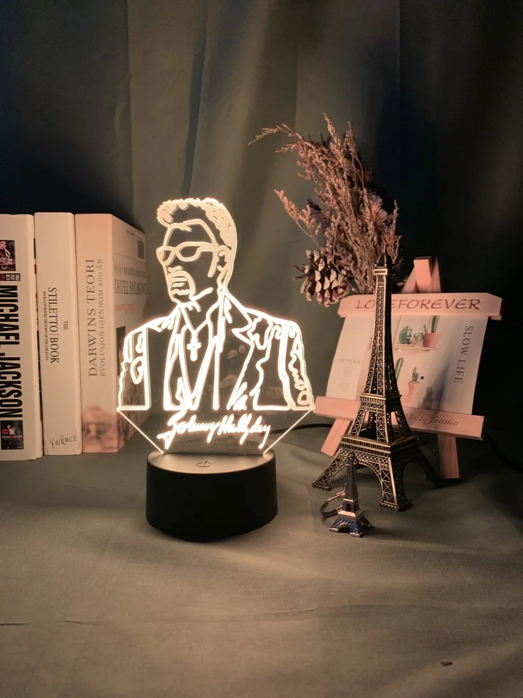 French Celebrity Johnny Hallyday Signature Led Night Light Fans Gift Home Decoration Color Changing Nightlight Bedroom Desk Lamp