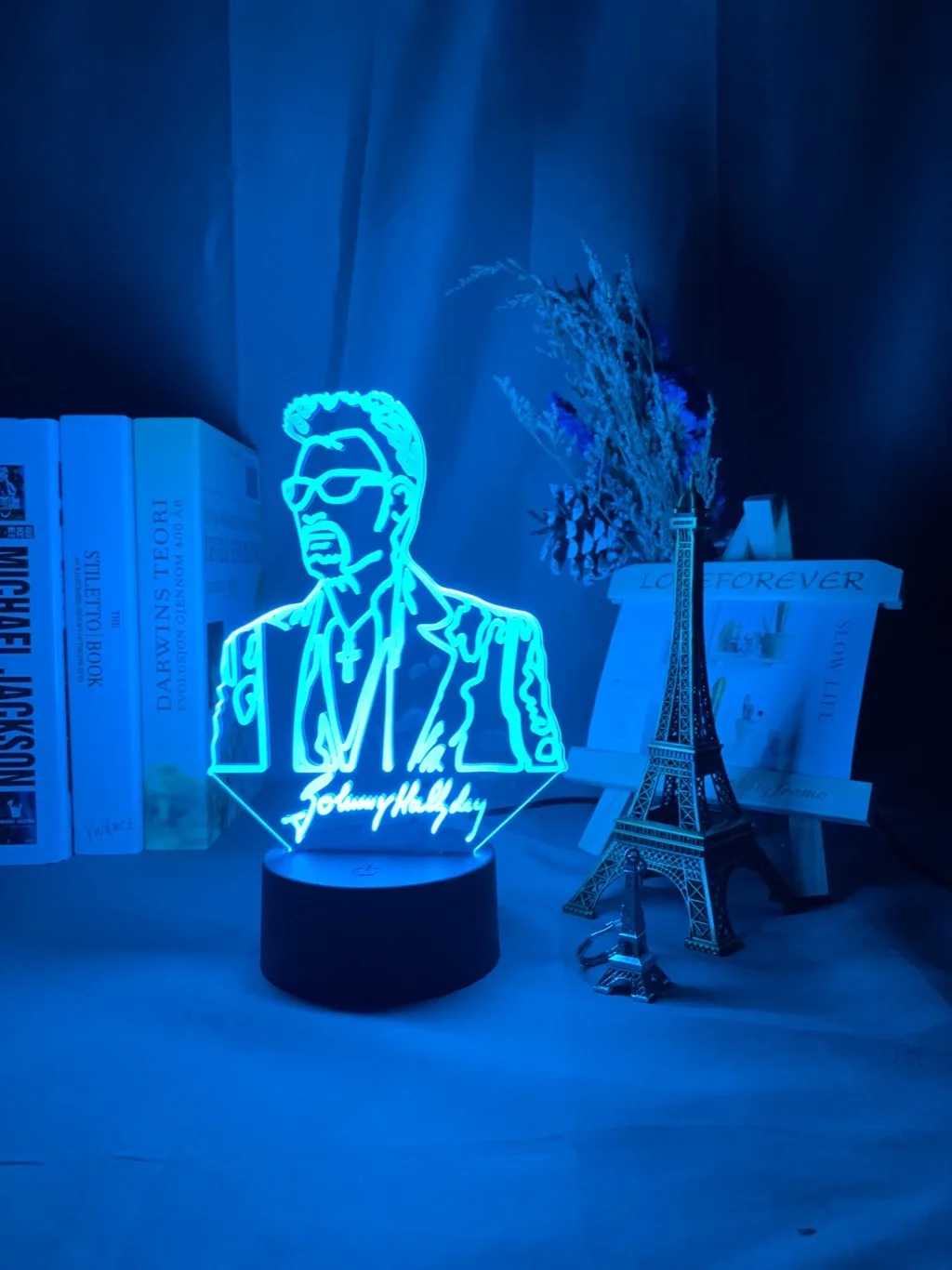 French Celebrity Johnny Hallyday Signature Led Night Light Fans Gift Home Decoration Color Changing Nightlight Bedroom Desk Lamp