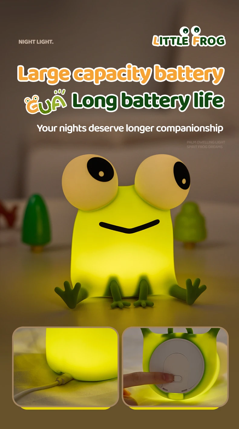 Kawaii Animal Led Table Lamp Toddler Night Light Silicone Kids Toy Gifts Bedroom Bedside Desk Room Decor Rechargeable Mood Light