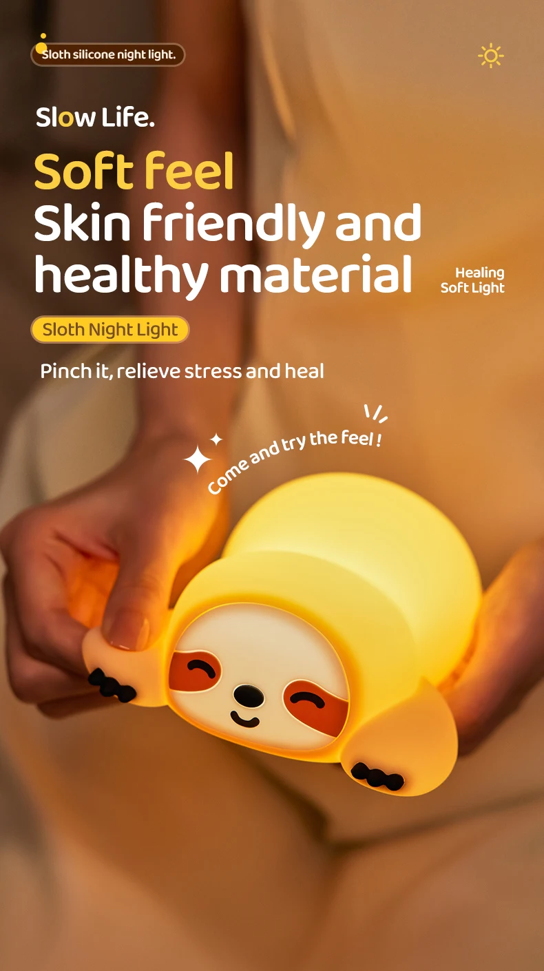 Kawaii Animal Led Table Lamp Toddler Night Light Silicone Kids Toy Gifts Bedroom Bedside Desk Room Decor Rechargeable Mood Light