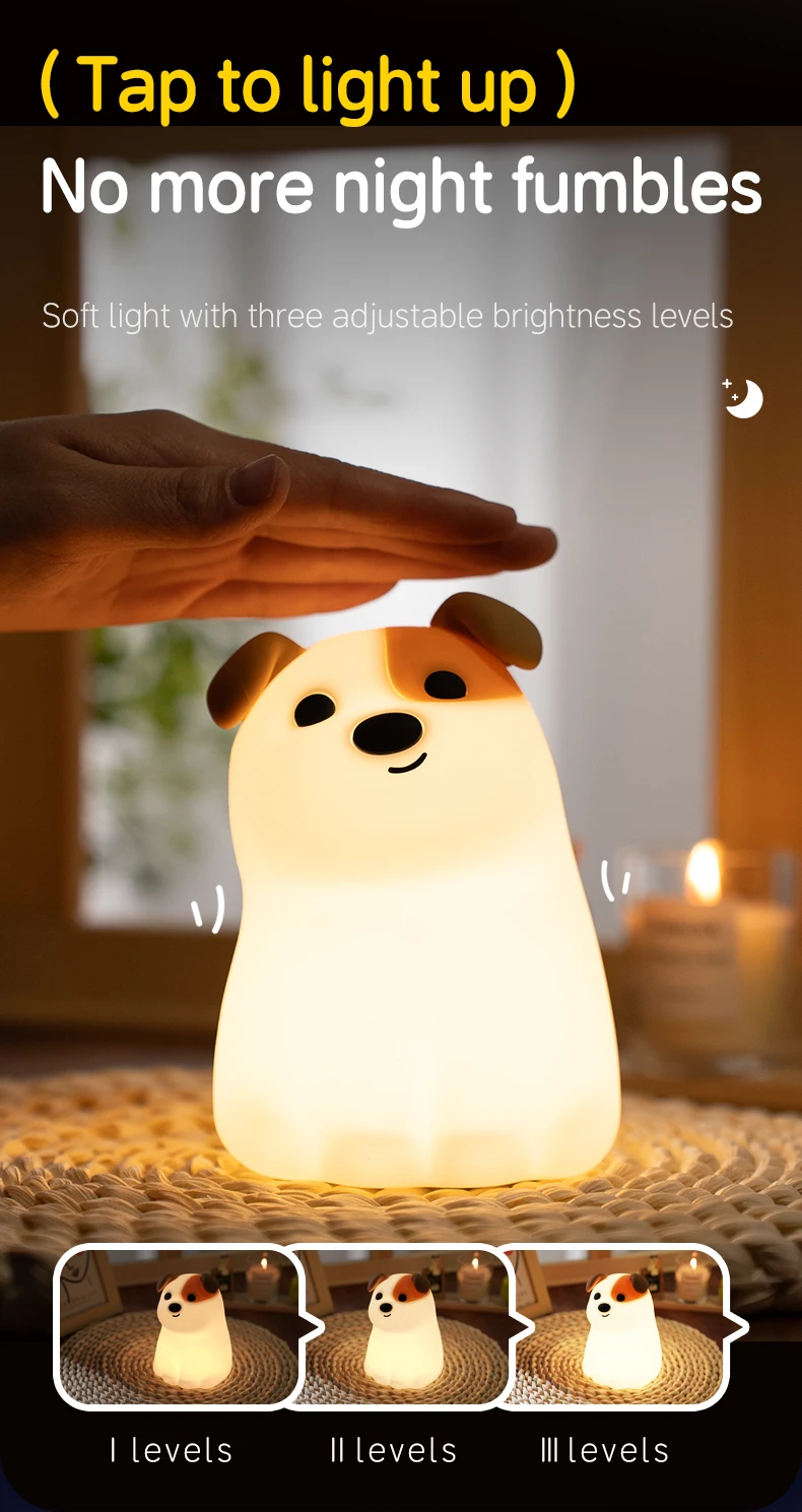 Kawaii Animal Led Table Lamp Toddler Night Light Silicone Kids Toy Gifts Bedroom Bedside Desk Room Decor Rechargeable Mood Light
