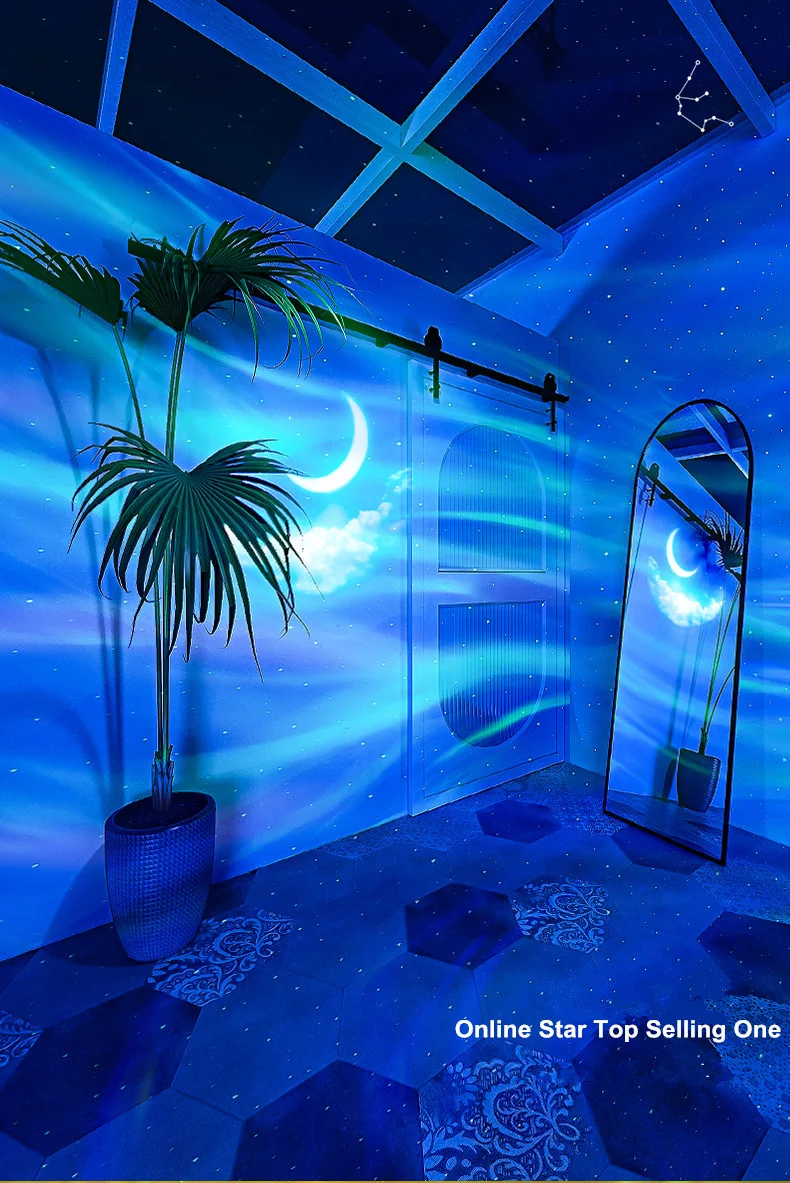 2026 Holiday Gifts Aurora Northern Lamp Ambient Projector Light Bedroom Wireless Ocean Wave Star Moon Aurora Dome Projector