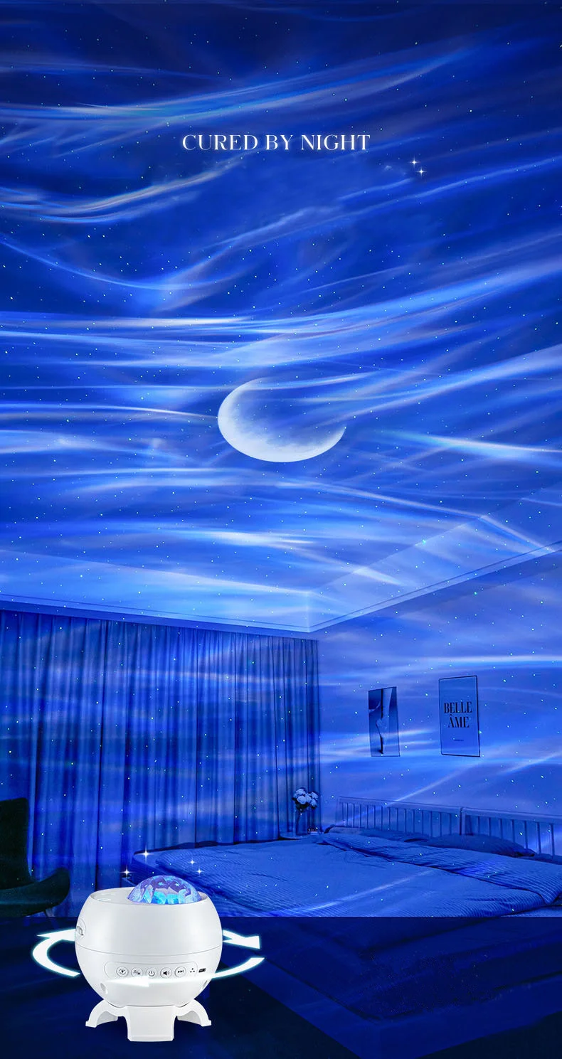 2026 Holiday Gifts Aurora Northern Lamp Ambient Projector Light Bedroom Wireless Ocean Wave Star Moon Aurora Dome Projector