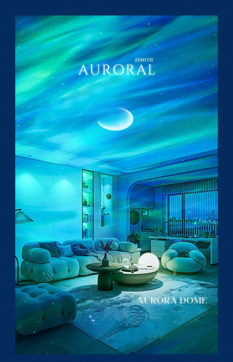 2026 Holiday Gifts Aurora Northern Lamp Ambient Projector Light Bedroom Wireless Ocean Wave Star Moon Aurora Dome Projector