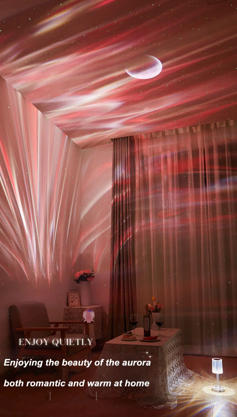 2026 Holiday Gifts Aurora Northern Lamp Ambient Projector Light Bedroom Wireless Ocean Wave Star Moon Aurora Dome Projector
