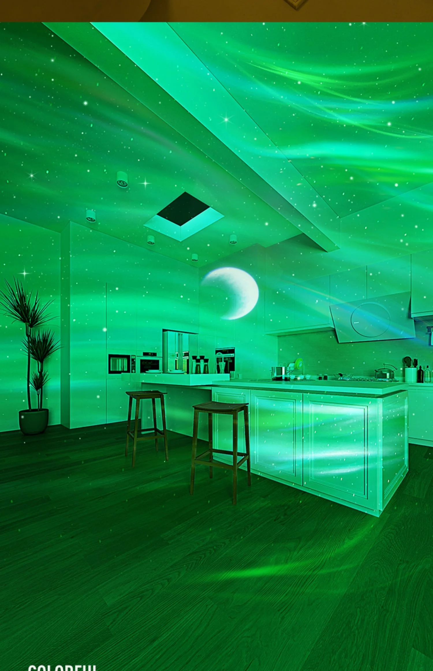 2026 Holiday Gifts Aurora Northern Lamp Ambient Projector Light Bedroom Wireless Ocean Wave Star Moon Aurora Dome Projector