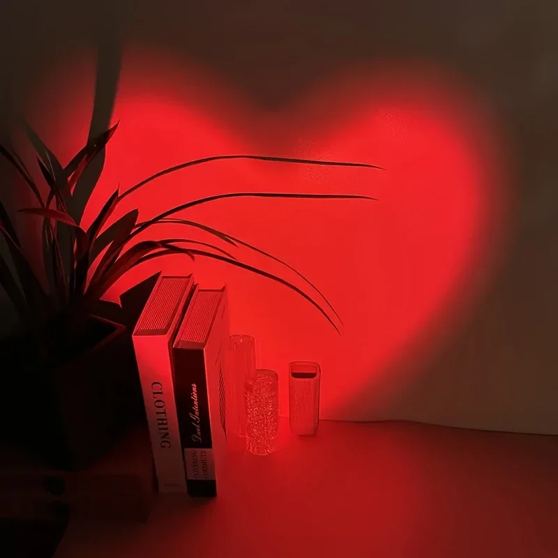 1PC USB Sunset Projection Lamp with 180° Rotatable Heart-Shaped Light, Perfect for Bedroom Decor, Photography Lighting & Room Am