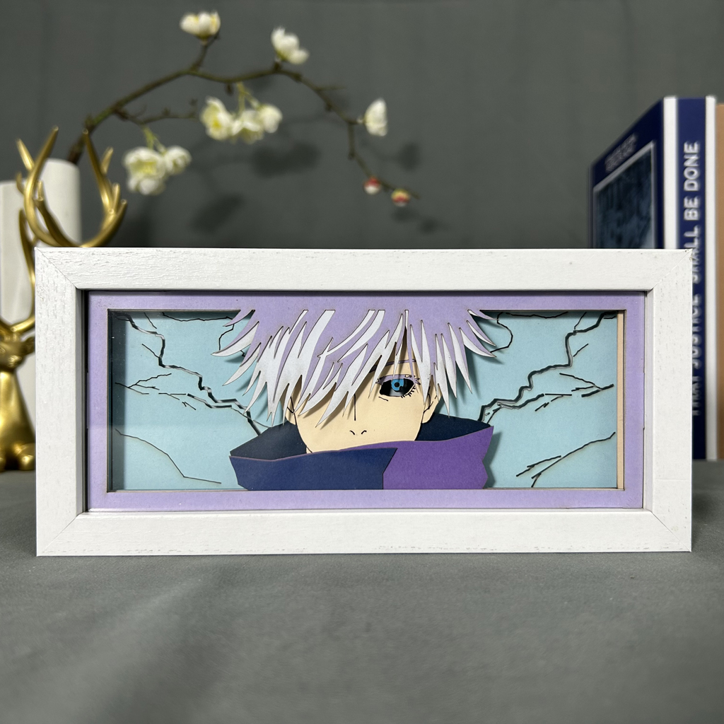 Anime Light Box Jujutsu Kaisen Satoru Gojo Eye Face Room Decor Lightbox Manga 3d Papercut Lamp For Children's Bedroom Boy's Gift