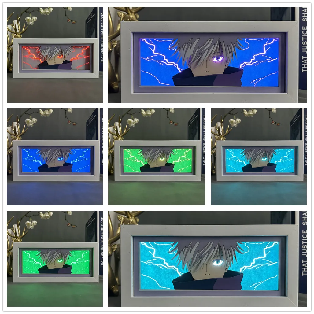 Anime Light Box Jujutsu Kaisen Satoru Gojo Eye Face Room Decor Lightbox Manga 3d Papercut Lamp For Children's Bedroom Boy's Gift