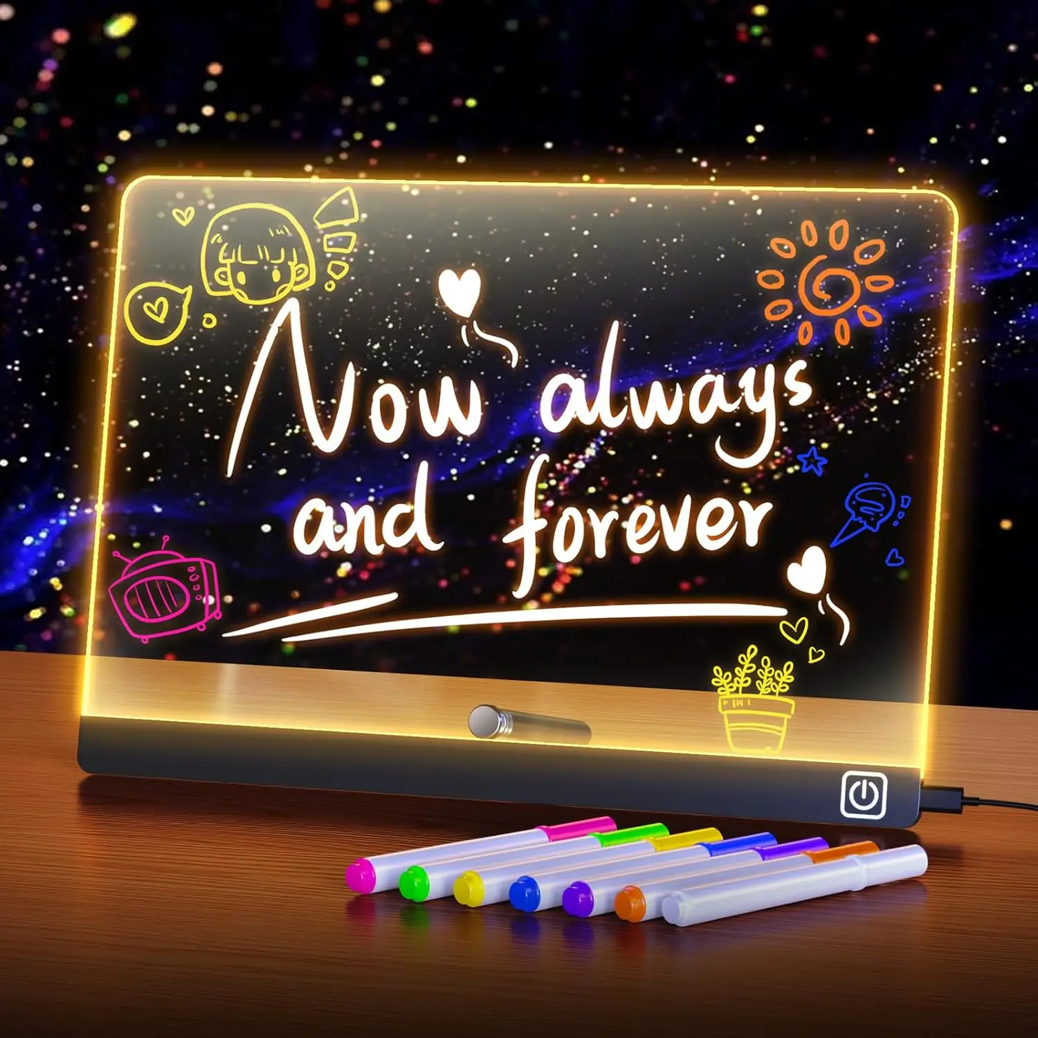 LED RGB Note Board, Acrylic Dry Erase Board with LED Light, Include, Hanging Chain, Led Drawing Board for Children Xmas Gifts