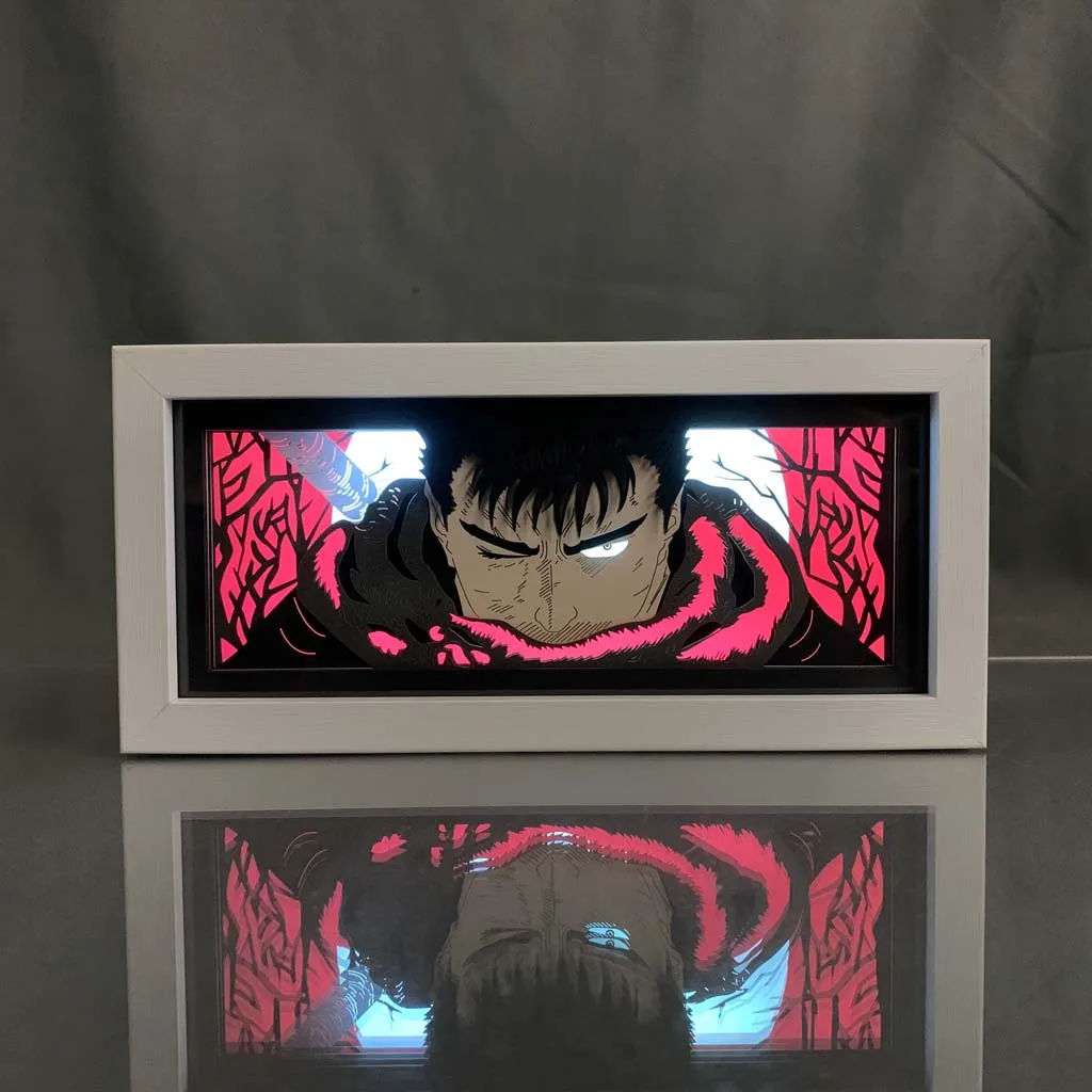 Anime Light Box Berserk Guts For Room Decor Led Night Light Manga Paper Carving Table Desk Lamp Gaming Lighting Gifts For Child