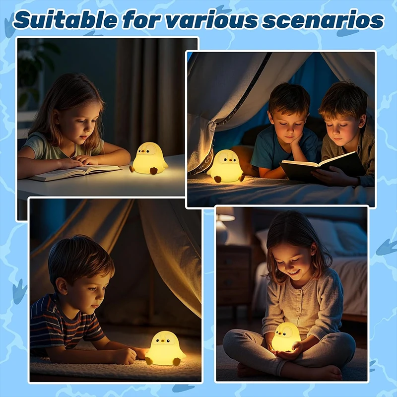 Penguin Night Light, Cute Animal Themed Gifts Decorate Kids' Bedroom with Silicone Toy Nightlights, Christmas