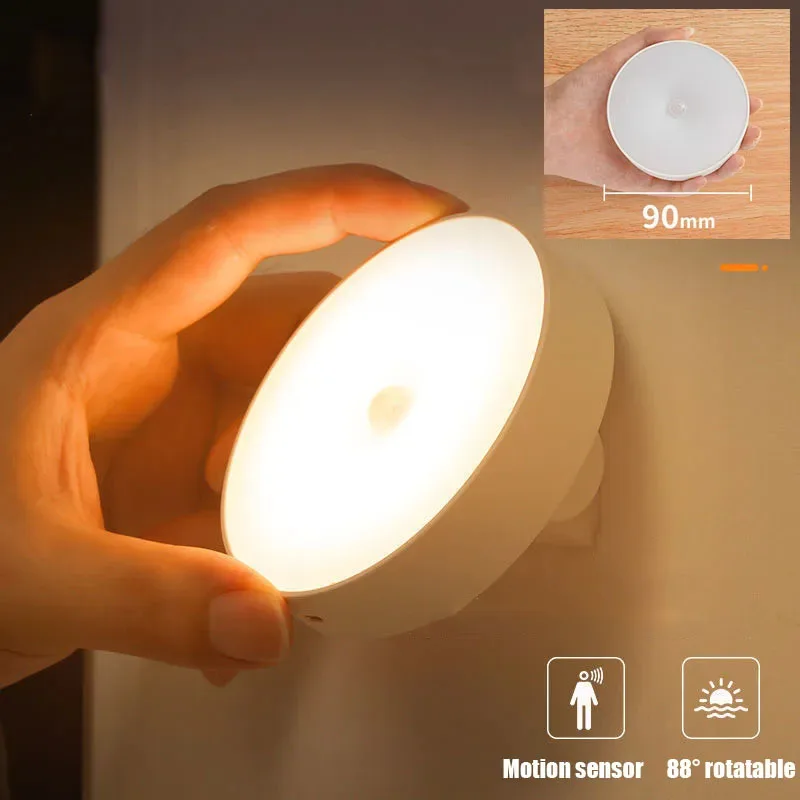 Night Lamp With Motion Sensor Night Light Rechargeable Portable Led 88° Rotating Magnetic For Kitchen Room Bedside Table