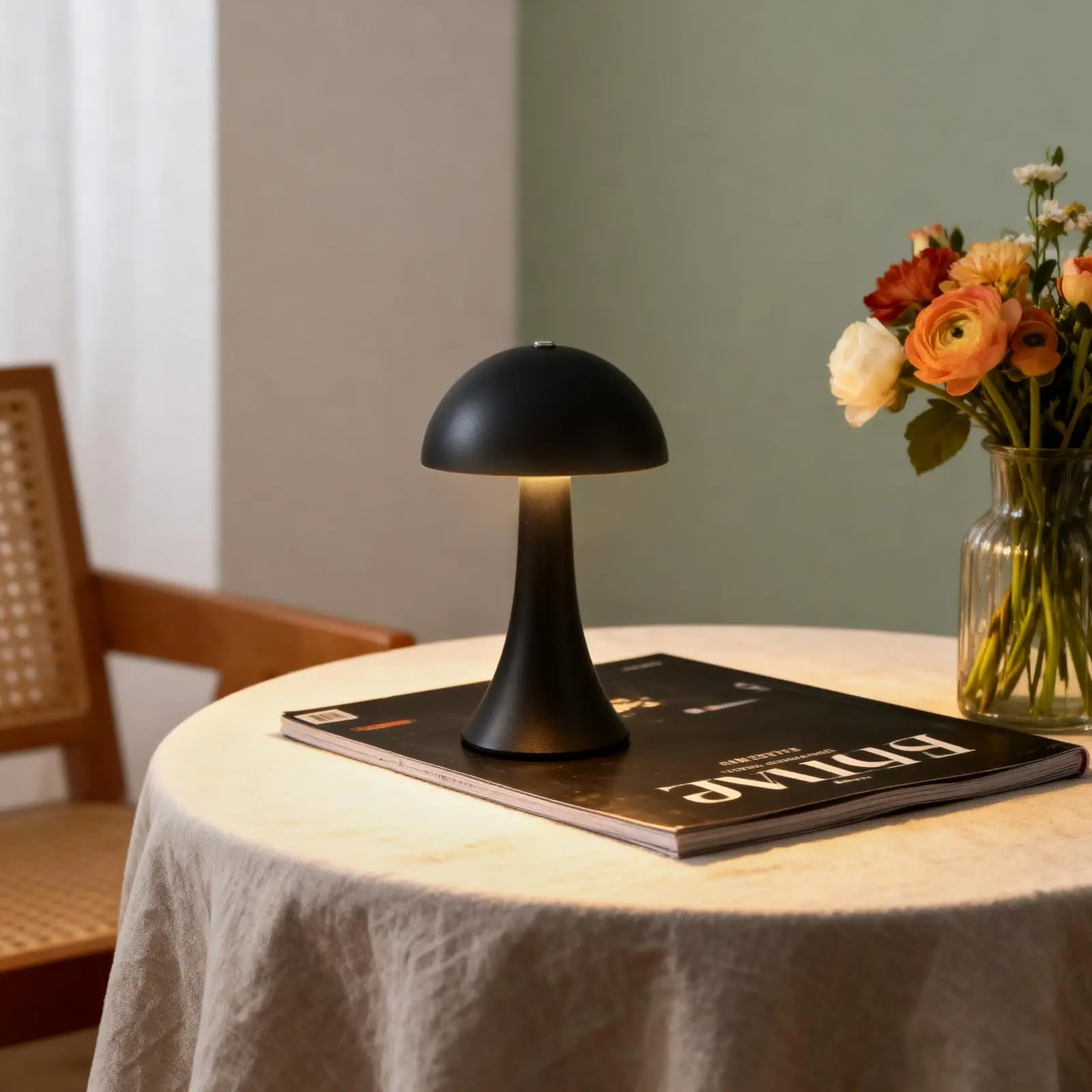 GGbingo Mushroom Table Lamp Ambient USB Rechargeable Vintage Table Light Touch Sensor LED Desk Light for Bedroom Home Decor
