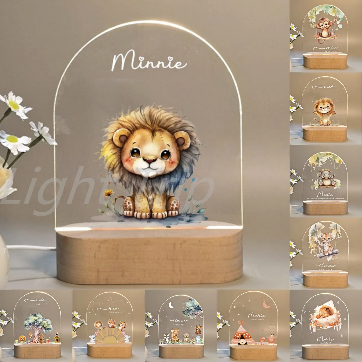 Personalized Children Animal Lamp Custom First Name 3D Night Light For Baby Kids Bedroom Home Decoration Birthday Christmas Gift