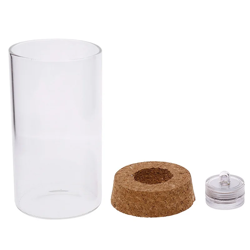 11/12cm Round Glass Jar Globe Terrarium Glass Jar with Colorful LED Light Cork Micro Landscape Ecological Bottle Night Lights