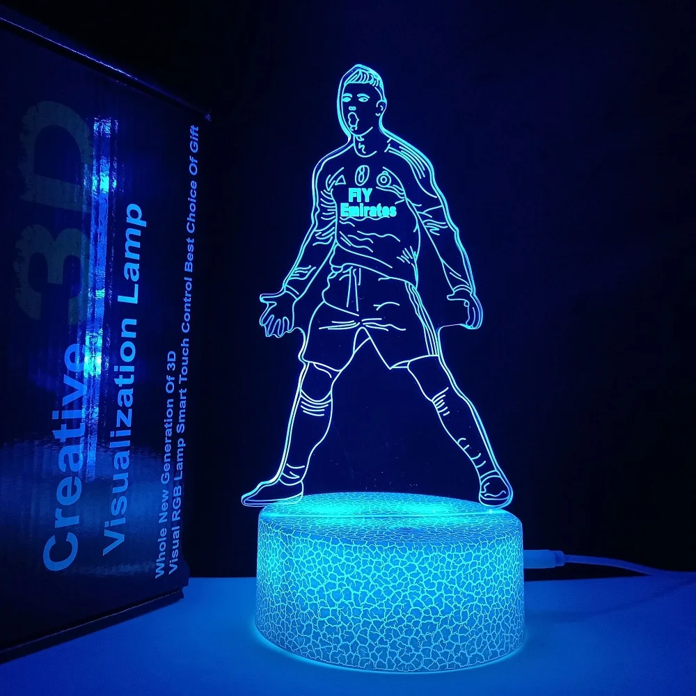 Footballer Cristiano Nathan LED 3D night light 16 colors variable visual lighting living room home decor Gift for fans
