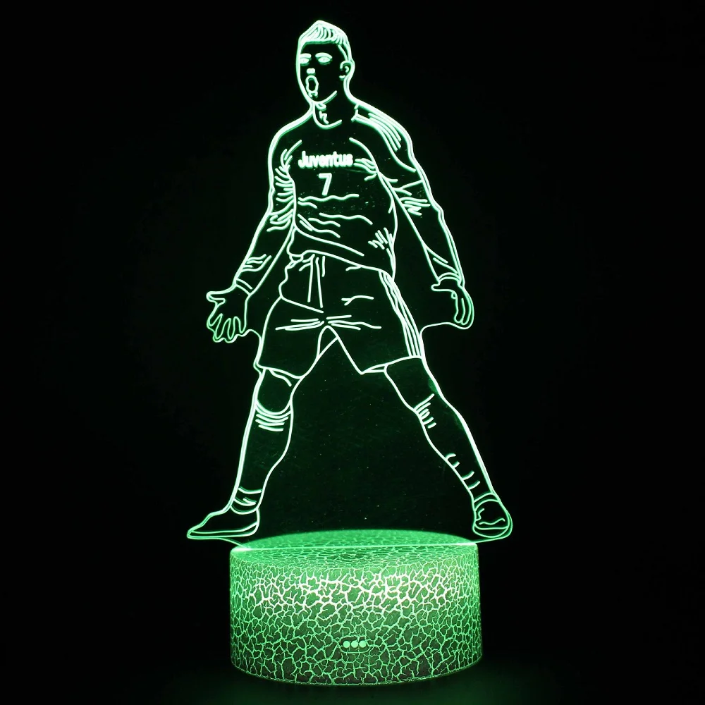 Footballer Cristiano Nathan LED 3D night light 16 colors variable visual lighting living room home decor Gift for fans