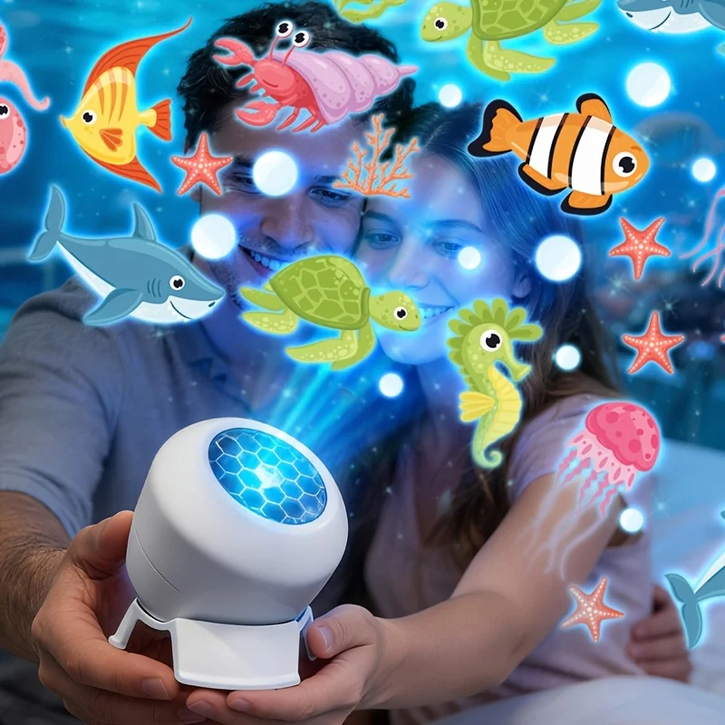 360°Rotating LED Starry Sky Ocean Projection Night Light Dynamic Projector USB Plug Bedroom Living Room Ceili Lamp Birthday Gift