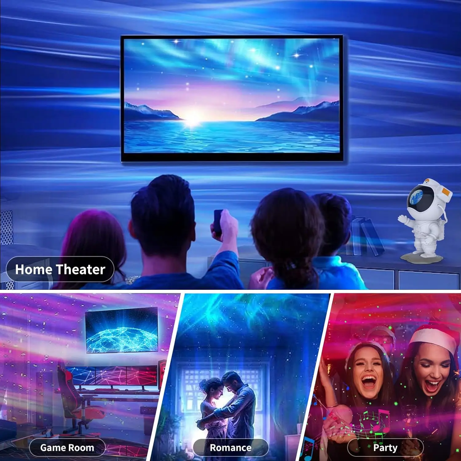2025 Upgrade Astronaut Northern Lights Aurora Projector Night Light Spaceman For Kid Adult Gaming Room/Party/Home Decor