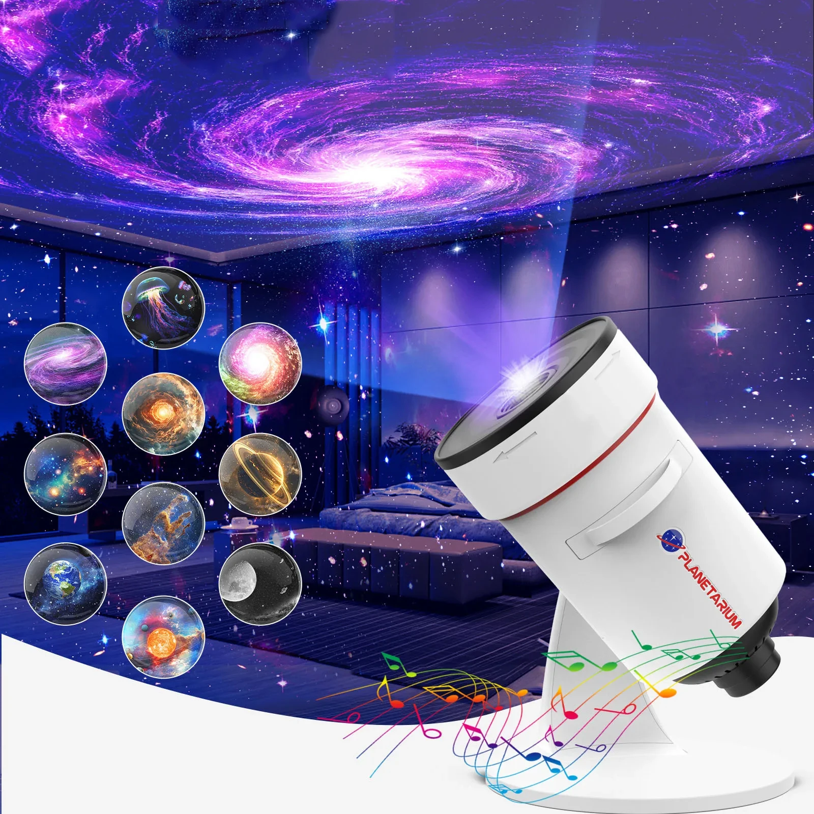 Galaxy Projector Astronomical Telescope Starry Sky Night Light 360°Rotate Rechargeable Table Lamp For Children Room Decor