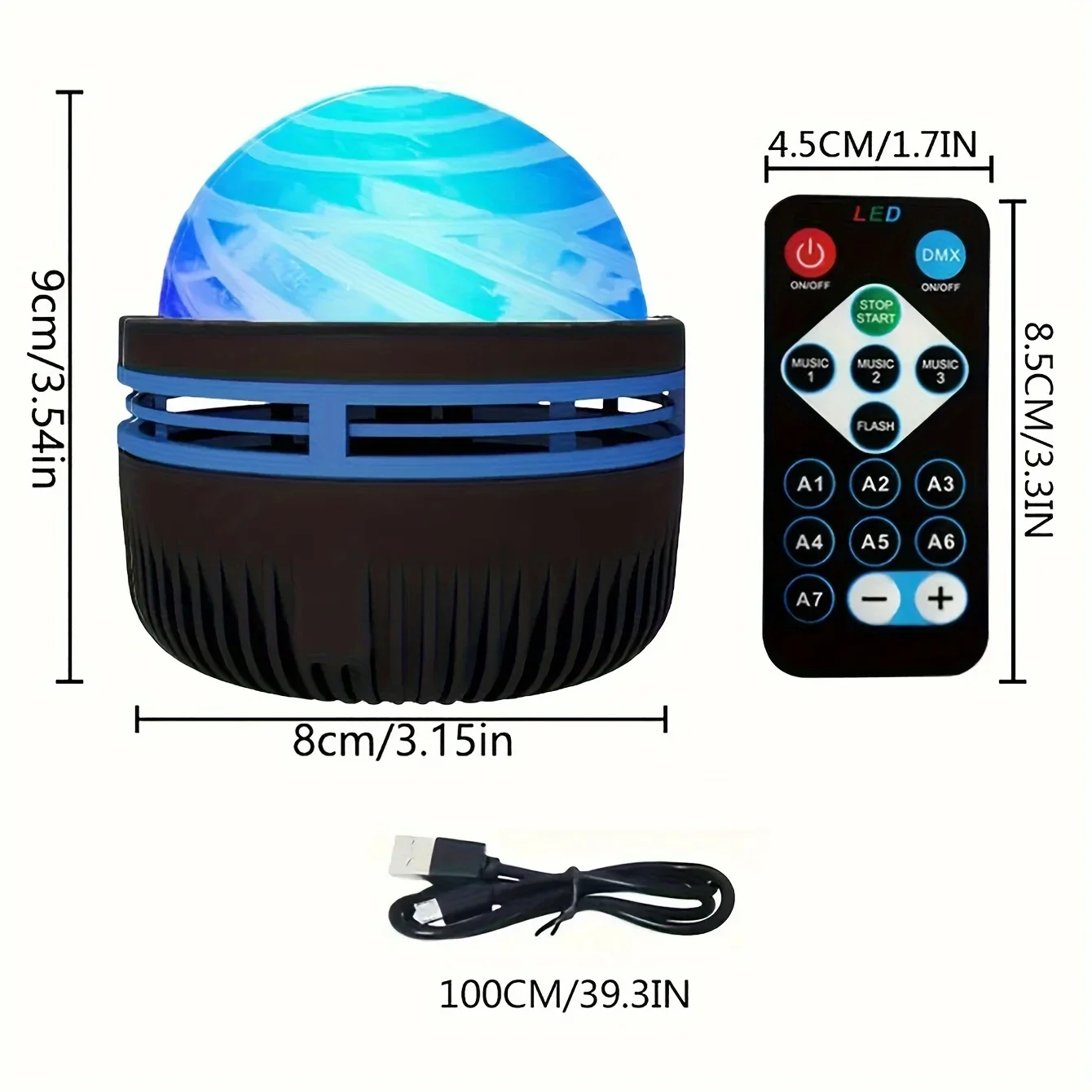 Galaxy Projector Christmas Home Room Decoration RGB Starry Lamp 7-Color Pattern LED Mini Star Light Remote Control Auto Rotating