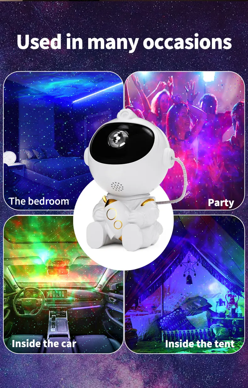 Rocket Astronaut Starlight Lamp Full of Stars Remote Control Atmosphere Lamps Star Galaxy Projection Light for Bedroom Christmas