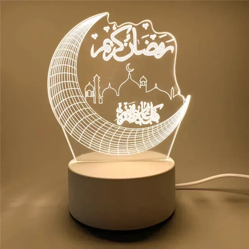 LED Night Light USB Power Muslim Festival Supplies EID Mubarak Ornaments Bedroom Home Decor Neon Lamp Ramadan Decorations 2026
