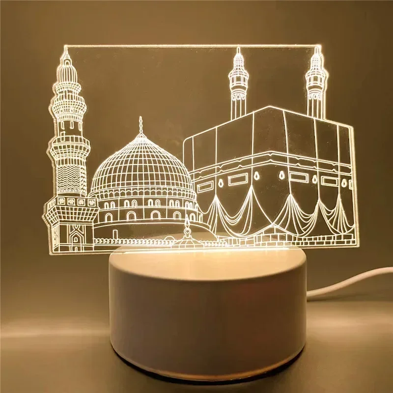 LED Night Light USB Power Muslim Festival Supplies EID Mubarak Ornaments Bedroom Home Decor Neon Lamp Ramadan Decorations 2026