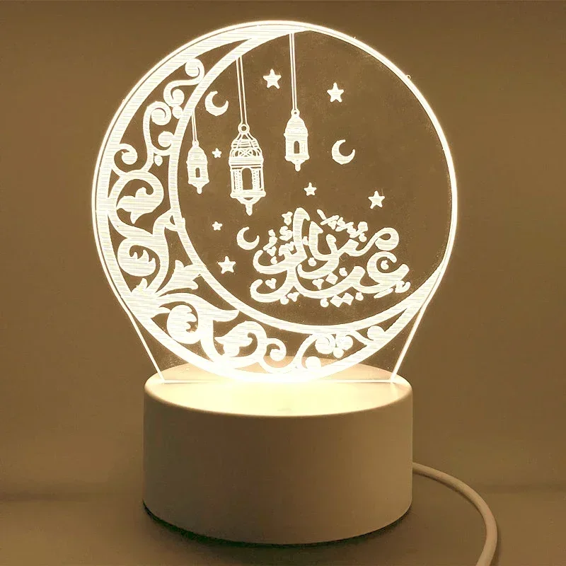 LED Night Light USB Power Muslim Festival Supplies EID Mubarak Ornaments Bedroom Home Decor Neon Lamp Ramadan Decorations 2026