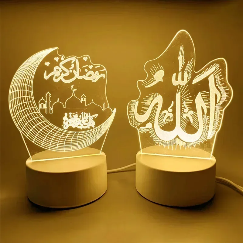 LED Night Light USB Power Muslim Festival Supplies EID Mubarak Ornaments Bedroom Home Decor Neon Lamp Ramadan Decorations 2026