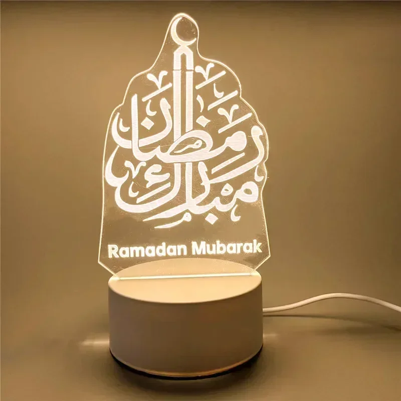 LED Night Light USB Power Muslim Festival Supplies EID Mubarak Ornaments Bedroom Home Decor Neon Lamp Ramadan Decorations 2026