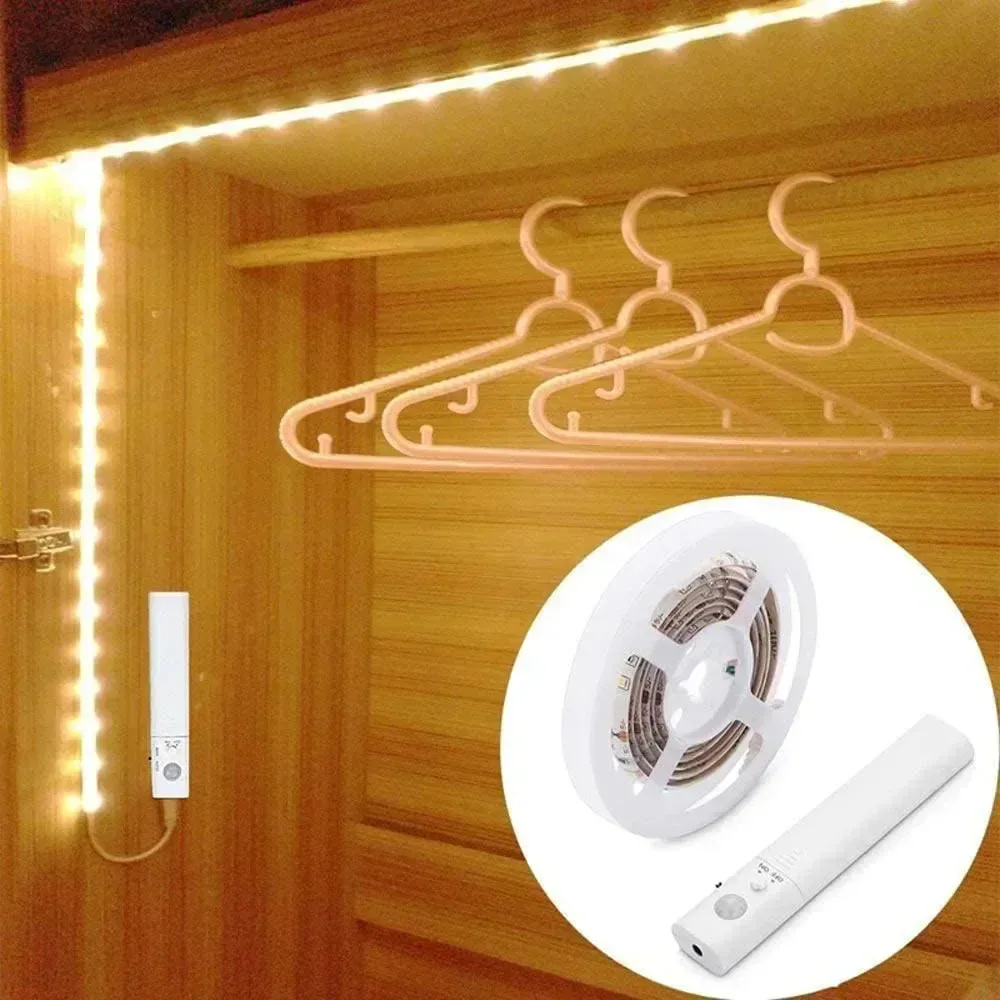 Led Strip Night Light With Motion Sensor Battery Powered Kitchen Cabinet Lamp Waterproof LED For Corridor Stair Lighting