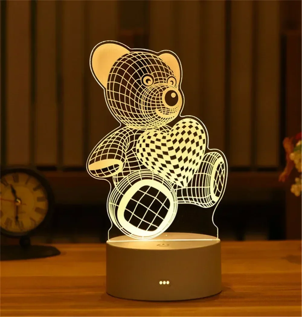 Wedding Birthday Gift Love 3D Acrylic Neon Sign USB Led Lamp Children's Night Lights Table Lamp Valentines Day Bedside Lamp