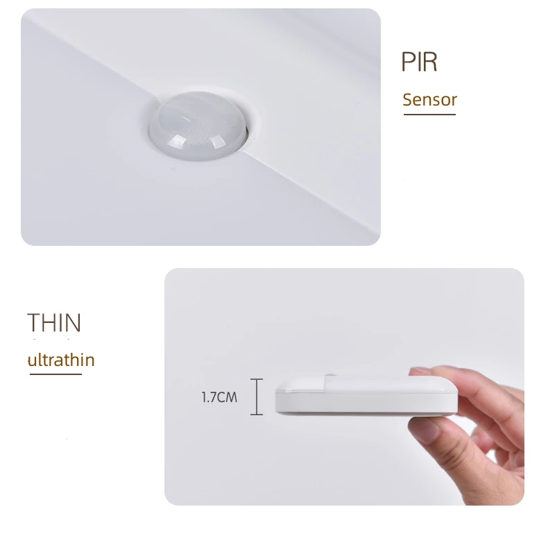 Motion Sensor Led Light Usb Charging Square Lamp for Bedroom Kitchen Stair Hallway Wardrobe Cupboard Lighting