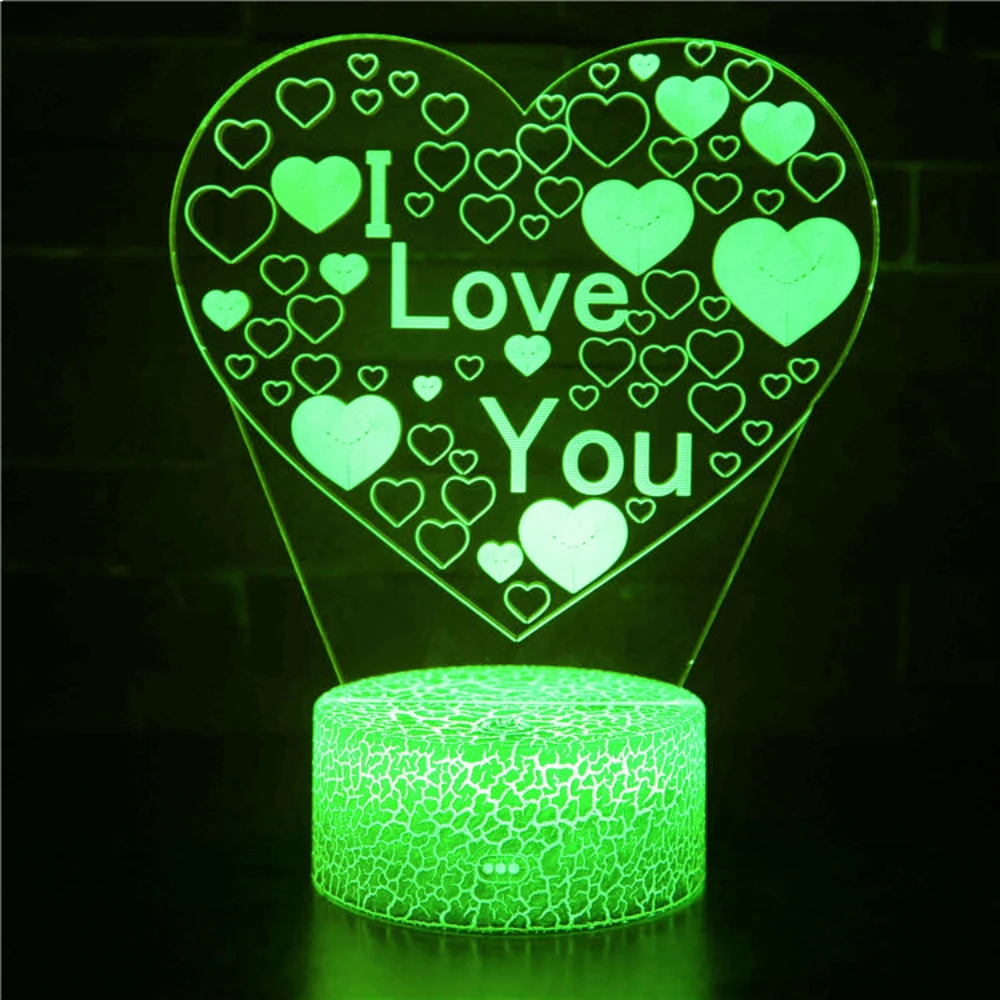 Heart LED Lamp I Love You Night Light Room Decor USB Table Bedside Lamp Romantic Valentines Gift for Lover Boyfriend Girlfriend
