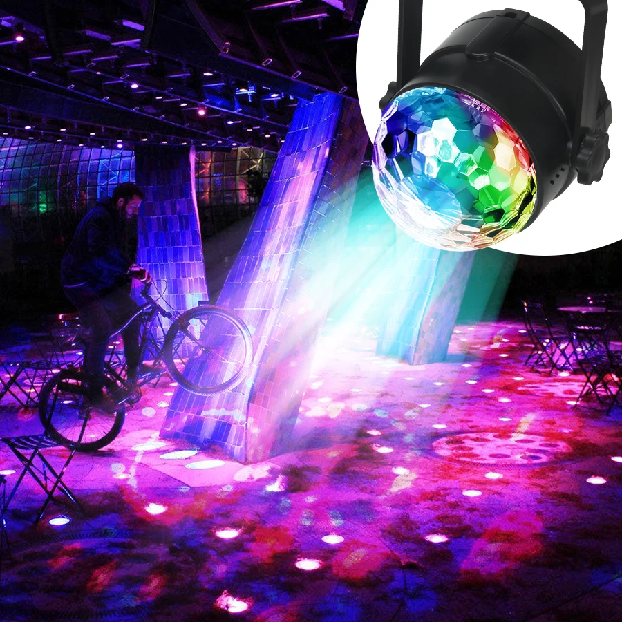 RGB Flashing Disco Ball Party Lights, LED Stage Spotlight W/Rotating Effects, Christmas Halloween Karaoke Wedding Birthday Decor