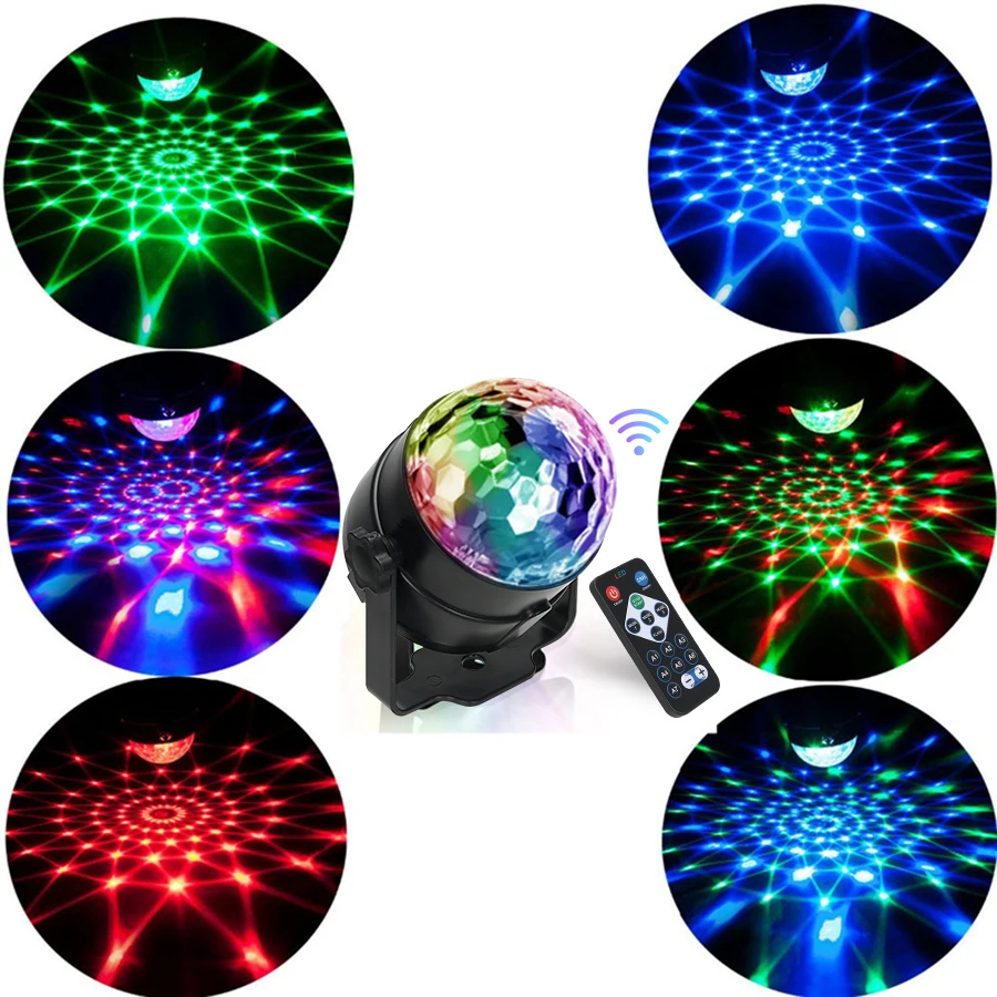 RGB Flashing Disco Ball Party Lights, LED Stage Spotlight W/Rotating Effects, Christmas Halloween Karaoke Wedding Birthday Decor