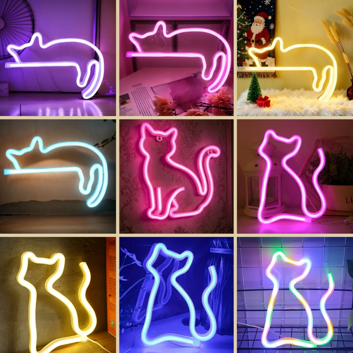 Cute Cat Bedroom Ambient Light, Wall Decoration, Night Light, Holiday Gift, Cute Animal-Themed Ambient Decorative Light, USB or 3*Aa Battery Powered (Batteries Not Included in Shipping)