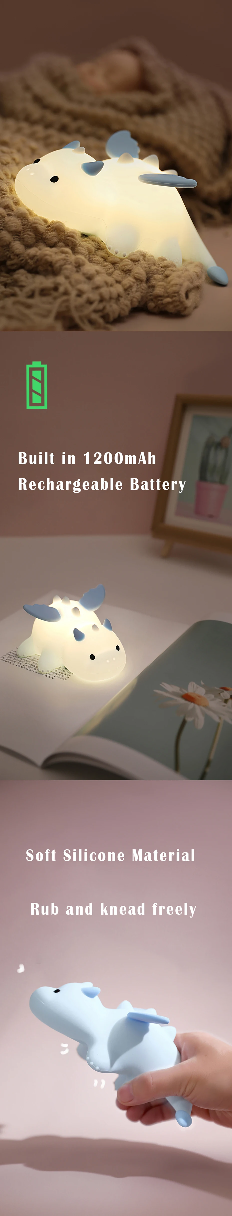 Lovely Nailloong Night Light, Cute Silicone Lamp, Colorful Atmosphere Lights, USB Rechargeable, Home Decor, Holiday Gifts