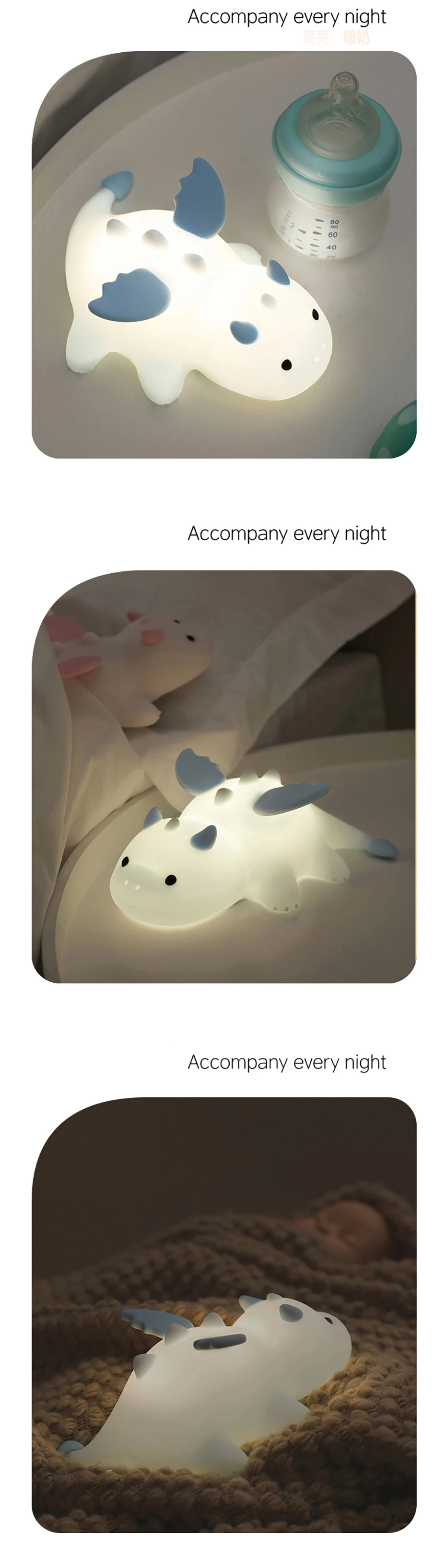 Lovely Nailloong Night Light, Cute Silicone Lamp, Colorful Atmosphere Lights, USB Rechargeable, Home Decor, Holiday Gifts
