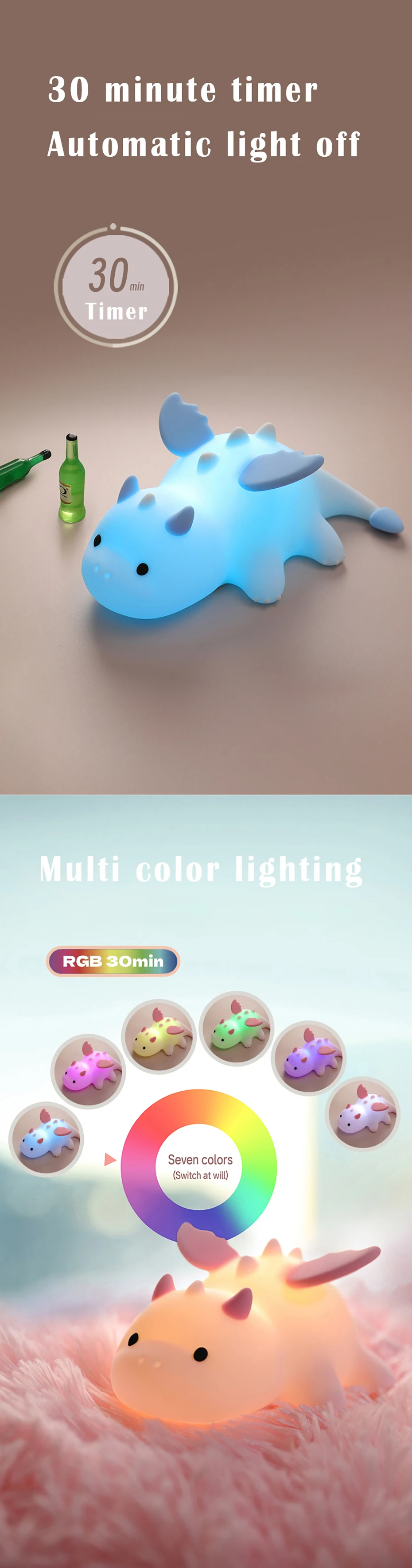 Lovely Nailloong Night Light, Cute Silicone Lamp, Colorful Atmosphere Lights, USB Rechargeable, Home Decor, Holiday Gifts