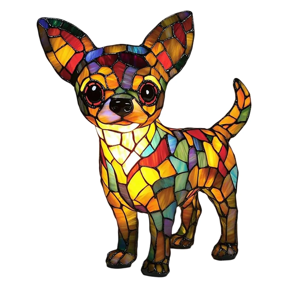 Colored Resin Animal LED Light Dog Series Art Night Light 3D Stained Resin French Handmade Table Lamp Pet Bedroom Ornaments