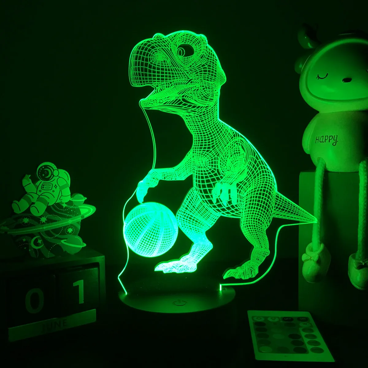 3D LED Dinosaur Nightlight For Kids Child Bedroom Decor Birthday Gifts Bedside Lamp Spinosaurus Figure Room Decoration