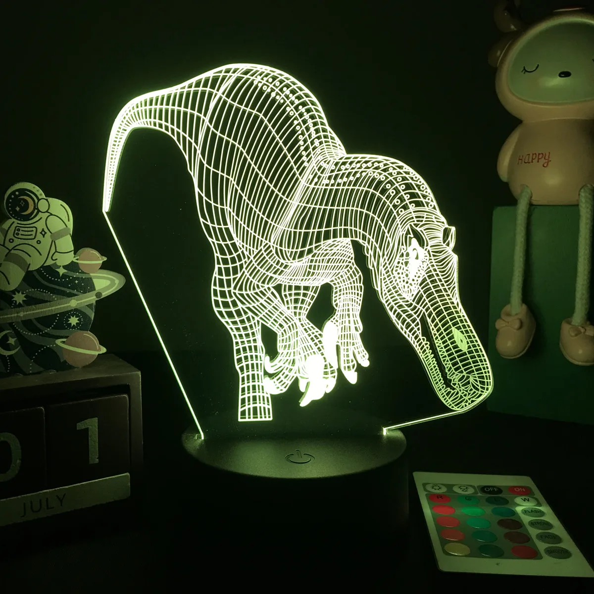 3D LED Dinosaur Nightlight For Kids Child Bedroom Decor Birthday Gifts Bedside Lamp Spinosaurus Figure Room Decoration