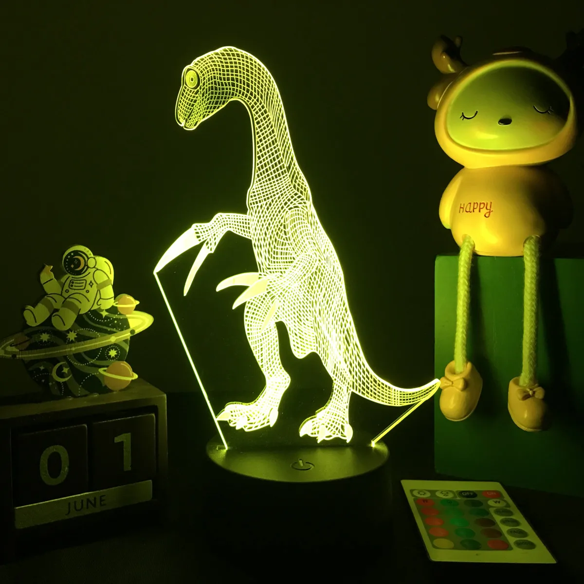 3D LED Dinosaur Nightlight For Kids Child Bedroom Decor Birthday Gifts Bedside Lamp Spinosaurus Figure Room Decoration
