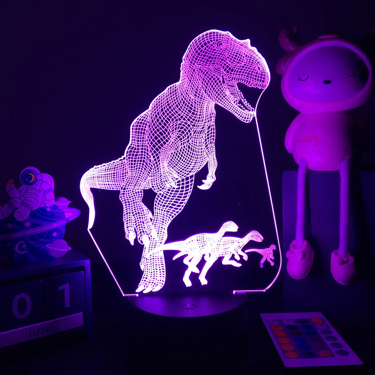 3D LED Dinosaur Nightlight For Kids Child Bedroom Decor Birthday Gifts Bedside Lamp Spinosaurus Figure Room Decoration