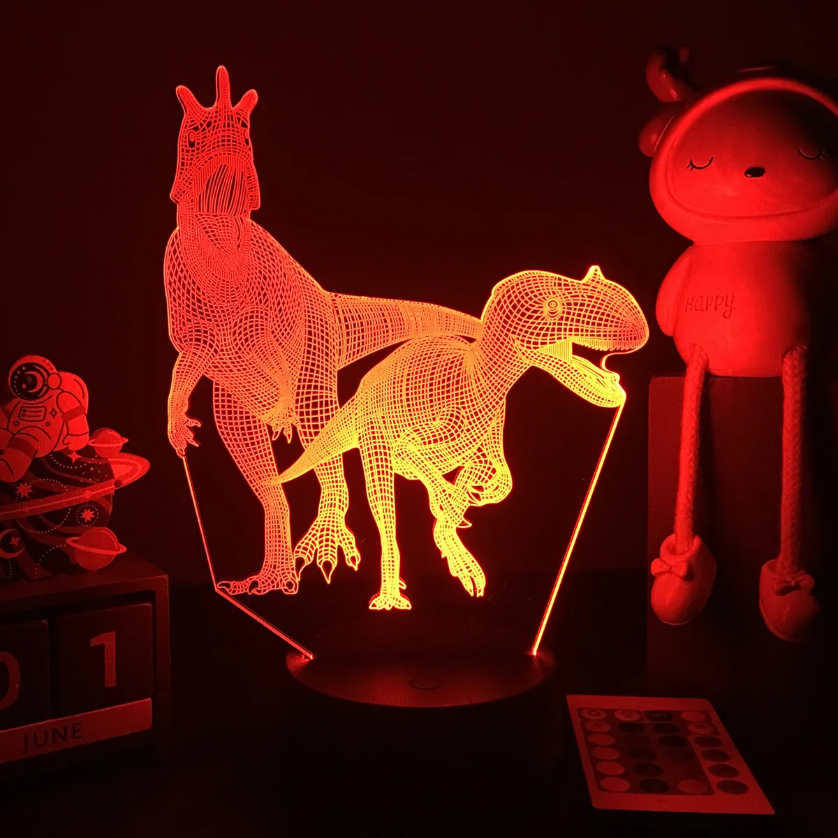 3D LED Dinosaur Nightlight For Kids Child Bedroom Decor Birthday Gifts Bedside Lamp Spinosaurus Figure Room Decoration