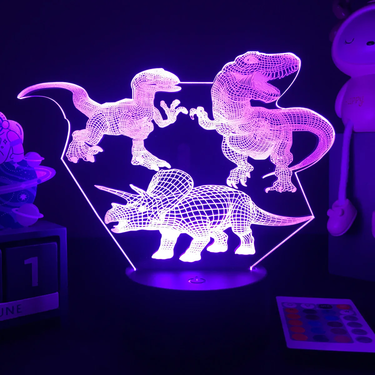3D LED Dinosaur Nightlight For Kids Child Bedroom Decor Birthday Gifts Bedside Lamp Spinosaurus Figure Room Decoration